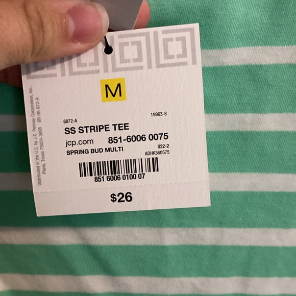 Liz Claiborne women’s teal green striped top - Picture 12 of 14